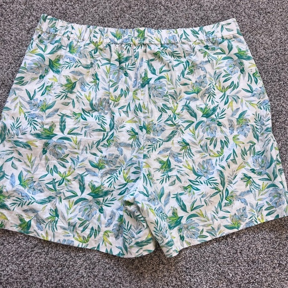 Ellen Tracy Linen Blend Tropical Print Pockets Elastic Back Waist Skort Size L - Picture 6 of 9